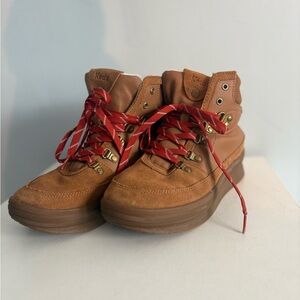 Keds Women's Tan and Red Lace-Up Boots